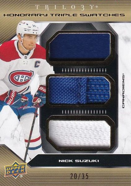 jersey patch karta NICK SUZUKI 23-24 Trilogy Honorary Triple Swatches /35